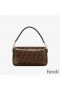 Fendi Baguette Bag In FF Motif Fabric with Sequins Brown