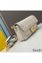 Fendi Baguette Bag In Stitching Leather White