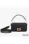 Fendi Baguette Bag with Laser Cut Strap In FF Motif Canvas Black
