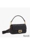 Fendi Baguette Bag with Laser Cut Strap In FF Motif Canvas Black
