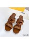 Fendi Baguette Heeled Slides Women Leather Brown