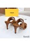 Fendi Baguette Heeled Slides Women Leather Brown
