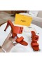 Fendi Baguette Heeled Slides Women Leather Orange