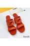 Fendi Baguette Heeled Slides Women Leather Orange
