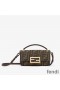 Fendi Baguette Phone Pouch In FF Motif Fabric Brown