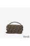 Fendi Baguette Phone Pouch In FF Motif Fabric Brown