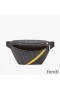 Fendi Belt Bag In FF Motif Fabric Black/Yellow