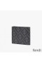 Fendi Bi-fold Wallet In ROMA Logo FF Motif Fabric Black
