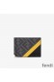 Fendi Bill Clip In FF Motif Fabric Black/Yellow