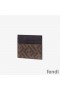 Fendi Card Holder In FF Motif Fabric Brown/Coffee