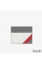 Fendi Card Holder In FF Motif Fabric White/Red