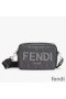 Fendi Compact Camera Case In ROMA Logo FF Motif Fabric Black