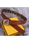Fendi FF Buckle Reversible Belt In FF Motif Fabric and Nappa Leather Brown/Silver