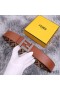 Fendi FF Buckle Reversible Belt In FF Motif Fabric and Nappa Leather Brown/Silver