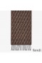 Fendi FF Rectangular Scarf Man In Wool Brown