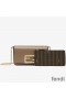 Fendi FF Wallet On Chain With Pouches In Calf Leather Grey