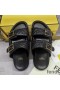 Fendi Feel Slides Unisex FF Motif Nappa Leather Black