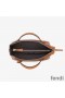 Fendi Medium By The Way Boston Bag In ROMA Logo Calf Leather Brown