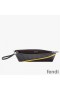 Fendi Medium Flat Clutch In FF Motif Fabric Black/Yellow