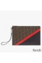 Fendi Medium Flat Clutch In FF Motif Fabric Brown/Red
