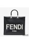 Fendi Medium Sunshine Shopper Bag In ROMA Logo Calf Leather Black/White