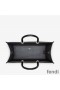 Fendi Medium Sunshine Shopper Bag In ROMA Logo Calf Leather Black/White