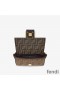 Fendi Mini Baguette Bag In FF Motif Fabric with Sequins Brown