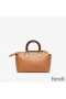 Fendi Mini By The Way Boston Bag In ROMA Logo Calf Leather Brown