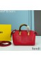 Fendi Mini By The Way Boston Bag In ROMA Logo Calf Leather Red