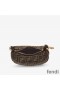Fendi Mini Fendigraphy Hobo Bag In FF Motif Fabric Brown
