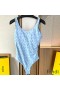 Fendi Reversible Swimsuit Women Rainbow Girl FF Motif Lycra Brown/Sky Blue