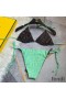 Fendi Reversible Triangular Bikini with Ties Women FF Motif Lycra Brown/Green