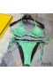 Fendi Reversible Triangular Bikini with Ties Women FF Motif Lycra Brown/Green
