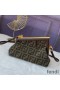 Fendi Small First Bag In FF Motif Fabric Brown