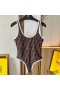 Fendi Swimsuit Women FF Motif Lycra Brown/White