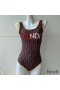 Fendi Swimsuit Women Logo FF Motif Lycra Brown/Yellow