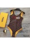 Fendi Swimsuit Women Logo FF Motif Lycra Brown/Yellow