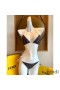 Fendi Triangle Bikini with Ties Women FF Motif Lycra Brown/White