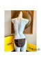 Fendi Triangle Bikini with Ties Women FF Motif Lycra Brown/White