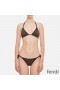 Fendi Triangular Bikini with Ties Women FF Motif Lycra Brown/Black
