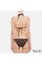 Fendi Triangular Bikini with Ties Women FF Motif Lycra Brown/Black
