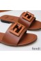 Fendi Baguette Slides Women Leather Brown