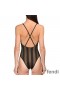 Fendi Crisscross Swimsuit Women Vichy Pequin Motif Lycra Brown