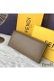 Fendi FF Continental Wallet In Calf Leather Grey