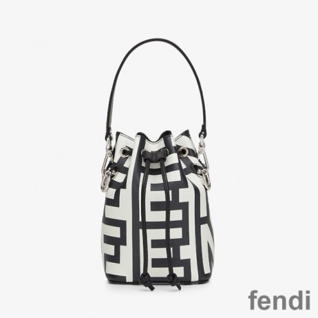 Fendi Mini Mon Tresor Bucket Bag In Fendi Roma Capsule Leather Black/White