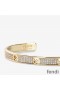 F Is Fendi Bangle Bracelet In Metal with Crystals Gold