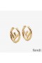 F is Fendi Small Hoop Earrings In Metal Gold