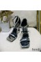 Fendi 110 Sandals with Fendace Embellished Women Patent Leather Silver