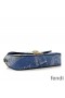 Fendi Baguette Bag In Fendace Patchwork Denim Blue