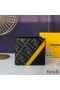 Fendi Bi-fold Wallet In FF Motif Fabric Black/Yellow